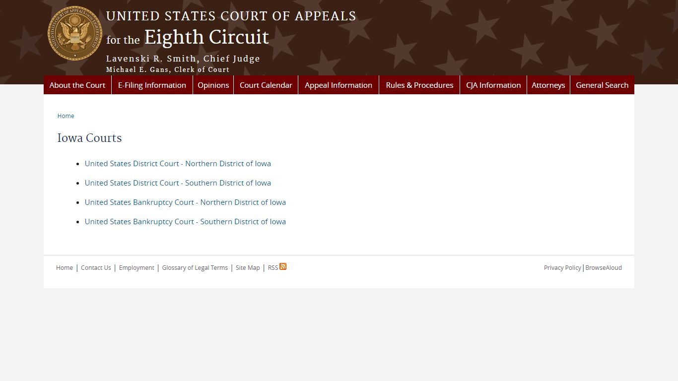 Iowa Courts | Eighth Circuit | United States Court of Appeals