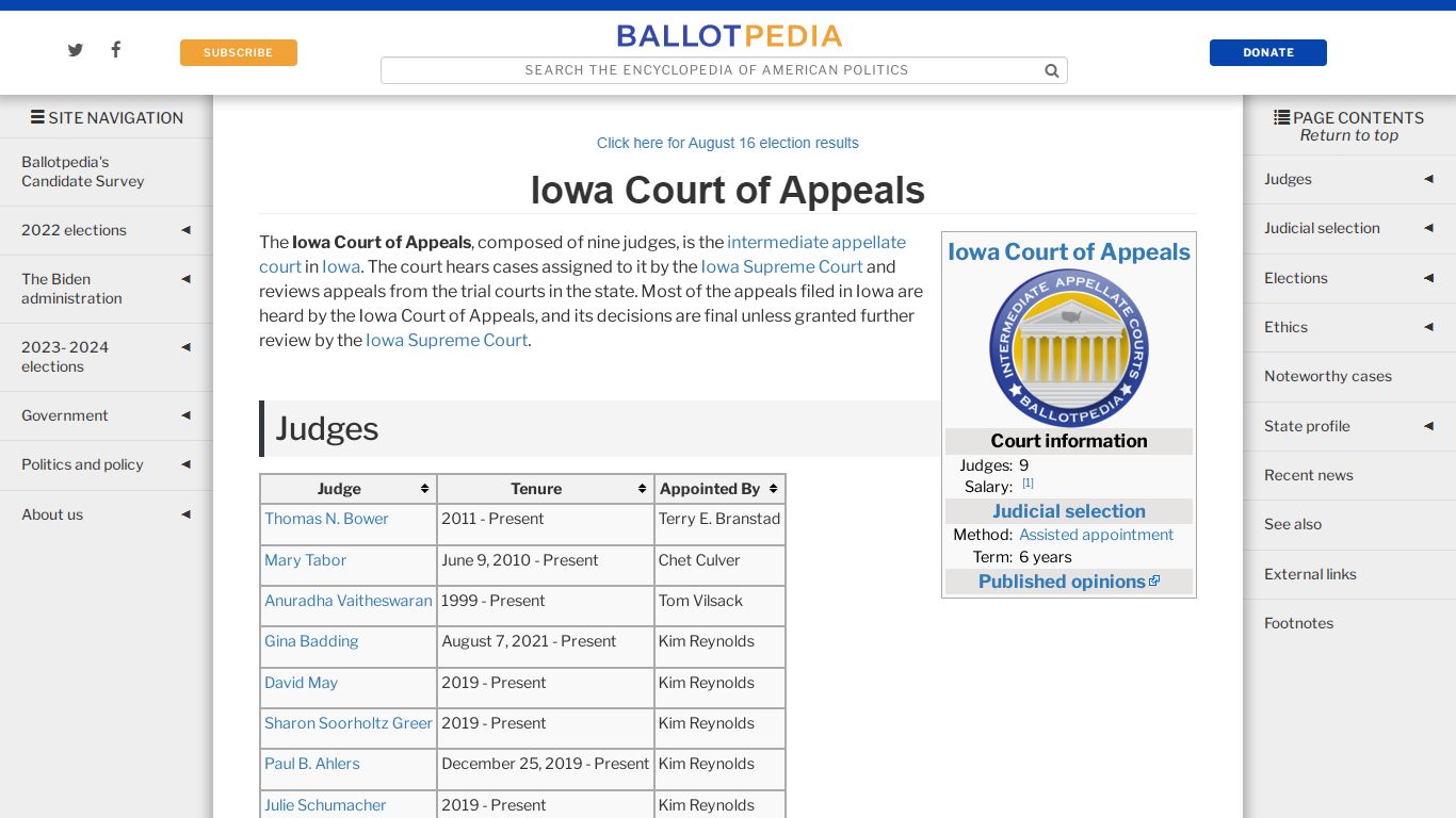 Iowa Court of Appeals - Ballotpedia